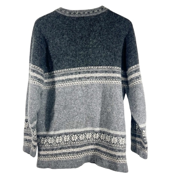 Vintage KOBE Plus Size 1X Shetland Wool Sweater Cardigan Fair Isle Snowflake - Picture 7 of 7